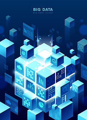 백그라운드 일러스트 그래프 정보기술 사람없음 파란색 빛 쌓기 스크린 정보 큐브 정사각형 클라우드서비스 빅데이터 국내일러스트 AI파일 도형 컬러 모션 기술 서비스 파일형식 벡터 4차산업