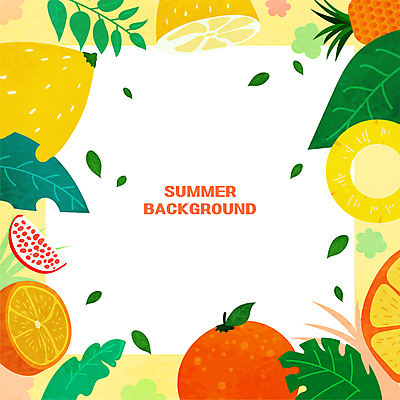잎 오렌지 일러스트 프레임 사람없음 여름 노란색 풀잎 달콤 레몬 파인애플 상큼 석류 여름배경 국내일러스트 AI파일 식물 계절 컬러 백그라운드 과일 풀_식물 맛 열대과일 파일형식 벡터