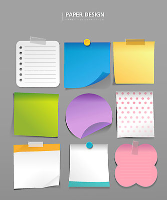 디자인 종이 일러스트 프레임 사람없음 컬러풀 물방울무늬 줄무늬 다양 메모지 원형 압정 포스트잇 테이프 접기 국내일러스트 AI파일 도형 컬러 다수 무늬 모션 문구용품 사무용품 파일형식 벡터