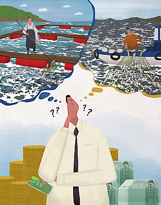 전신 PSD 남자 바다 말풍선 일러스트 낚시 어업 서기 들기 상반신 성인 세명 파란색 턱괴기 뜰채 그물 어선 선택 만원 어부 고민 통장 어촌 자본 양식장 동전탑 성인남자만 귀어 국내일러스트 직업 감정 산업 컬러 컨셉 지폐 배_교통 모션 레저 사람 금융 쌓기 동전 시골 낚시용품 시설 남자만 성인만 파일형식