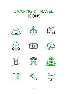 나무 아이콘 지도 배낭 텐트 사람없음 초록색 카메라 쌍안경 망원경 캠핑 손전등 표지판 꼬치 그릴 숲 나침반 모닥불 라인아이콘 위치 2D아이콘 AI파일 식물 컬러 가방 주방용품 불 레저 조명 알림판 캠핑도구 전자제품 파일형식 벡터