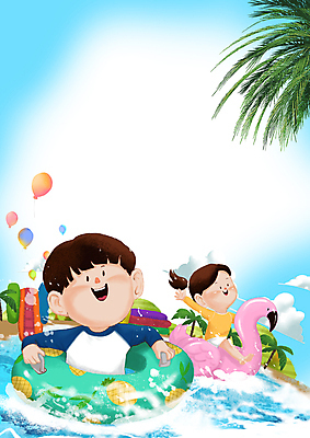 전신 PSD 구름 여자 남자 수영복 어린이 일러스트 물놀이 프레임 수영장 여름방학 소녀 소년 상반신 두명 파란색 야자수 풀장 수영 미끄럼틀 승차 시원함 즐거움 풍선 튜브 워터슬라이드 어린이만 플라밍고튜브 국내일러스트 자연요소 나무 옷 감정 컬러 모션 놀이 방학 사람 수상스포츠 놀이기구 파일형식 여름_계절