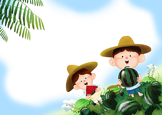 전신 PSD 구름 모자 여자 남자 어린이 하늘색 잎 일러스트 산 수박 프레임 여름방학 들기 소녀 소년 상반신 두명 초록색 수확 농부 덩굴 시원함 즐거움 농장체험 수박밭 수박조각 어린이만 국내일러스트 자연요소 식물 직업 잡화 감정 컬러 조각 밭 농업 과일 모션 방학 사람 파란색 농장 체험학습 파일형식 여름_계절