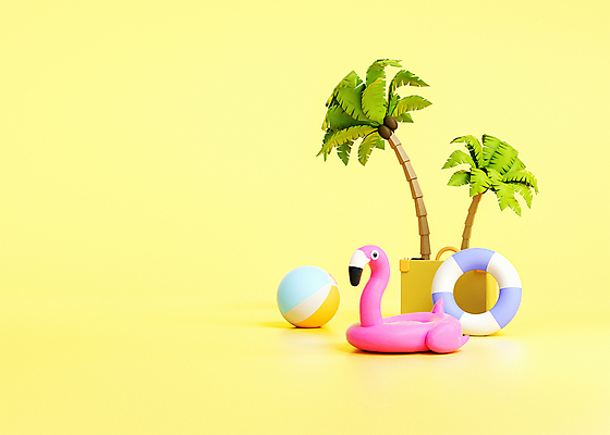 PSD 편집 편집이미지 사람없음 여름 여름휴가 바캉스 야자수 노란색 3D소스 3D 여행가방 비치볼 디지털합성 튜브 편집소스 플라밍고튜브 편집3D 나무 계절 컬러 가방 공 휴가 바캉스용품 파일형식 여름_계절