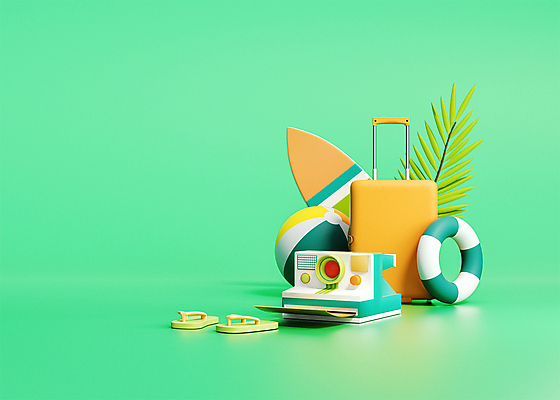 PSD 편집 편집이미지 사람없음 초록색 여름휴가 바캉스 3D소스 3D 캐리어 서핑보드 쪼리 비치볼 디지털합성 폴라로이드 폴라로이드사진 튜브 야자수잎 편집소스 편집3D 컬러 잎 공 휴가 바캉스용품 카메라 여행가방 보드_스포츠 샌들 파일형식 여름_계절