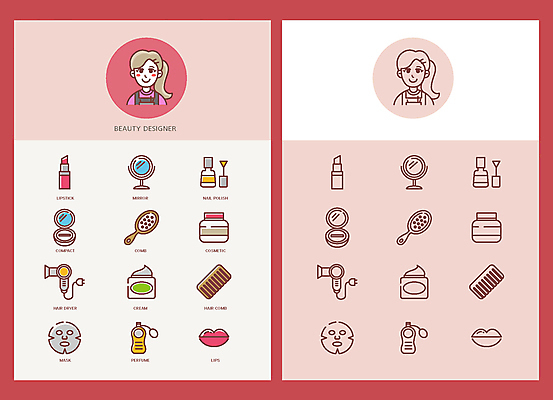 아이콘 여자 상반신 성인 두명 앞치마 화장품 거울 립스틱 머리빗 드라이어 라인아트 크림 라인아이콘 향수 입술 매니큐어 메이크업아티스트 마스크팩 팩트 성인여자만 2D아이콘 AI파일 직업 선 사람 신체부위 뷰티 미용용품 팩 여자만 성인만 파일형식 벡터
