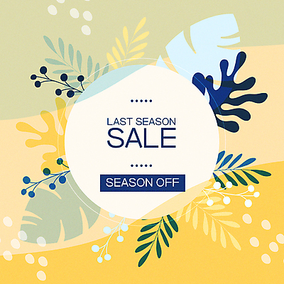 식물 꽃 잎 일러스트 프레임 사람없음 여름 노란색 세일 열대잎 시즌오프 보테니컬아트 국내일러스트 AI파일 계절 컬러 파일형식 벡터