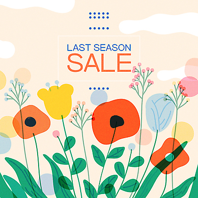 식물 구름 꽃 잎 일러스트 하늘 사람없음 여름 세일 튤립 시즌오프 보테니컬아트 국내일러스트 AI파일 자연요소 계절 파일형식 벡터