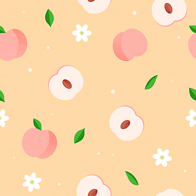 꽃 잎 패턴 일러스트 단면 프레임 사람없음 여름 패턴백그라운드 복숭아 복숭아씨 살구색 국내일러스트 AI파일 식물 계절 컬러 백그라운드 무늬 과일 씨앗 파일형식 벡터