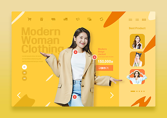 PSD 템플릿 모자 여자 웹템플릿 미소 손짓 여러명 상반신 20대 성인 노란색 손들기 재킷 한국인 잡기 쇼핑몰 깍지 온라인쇼핑 UI 성인여자만 이미지템플릿 잡화 컬러 다수 모션 표정 사람 동양인 청년 쇼핑 외투 온라인 여자만 성인만 파일형식