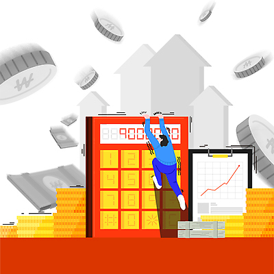 전신 남자 화살표 지폐 돈 일러스트 그래프 매달리기 한명 성인 금융 동전 계산기 잡기 돈다발 동전탑 서류판 힘듦 성인남자한명만 인플레이션 국내일러스트 AI파일 1 컨셉 모션 문구용품 사람 경제 쌓기 사무용품 장비 재산 남자한명만 성인남자만 파일형식 벡터