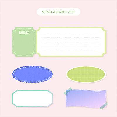 디자인 점선 일러스트 프레임 사람없음 연두색 세트 라벨 다이어리 보라색 메모지 원형 심플 테이프 그라데이션 메모노트 파스텔톤 다꾸 국내일러스트 AI파일 도형 선 컬러 문구용품 초록색 사무용품 신조어 약어 파일형식 벡터
