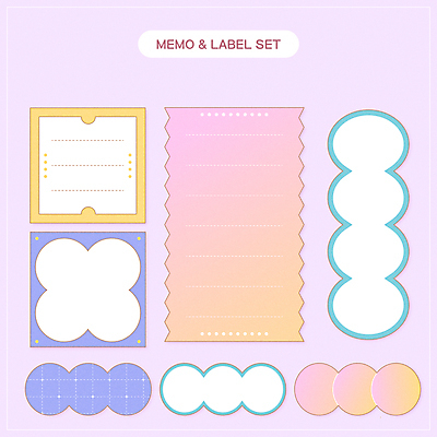 디자인 점선 분홍색 하늘색 스티커 일러스트 프레임 사람없음 세트 라벨 다이어리 보라색 줄무늬 메모지 원형 심플 격자 그라데이션 파스텔 메모노트 다꾸 국내일러스트 AI파일 도형 선 컬러 무늬 학용품 파란색 사무용품 신조어 약어 파일형식 벡터
