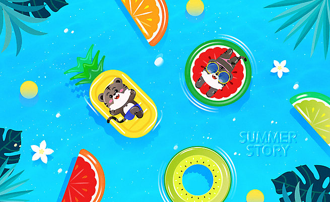 꽃 엎드리기 하늘색 두마리 과일 일러스트 나뭇잎 수영장 키위 미소 사람없음 여름 여름휴가 바캉스 선글라스 눕기 떠있는 시원함 파인애플 즐거움 호랑이캐릭터 비치베드 튜브 열대잎 흑호 국내일러스트 AI파일 식물 계절 감정 안경 동물캐릭터 잎 2 모션 휴가 표정 파란색 호랑이 열대과일 파일형식 벡터 여름_계절