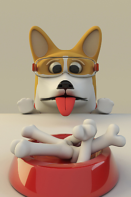 PSD 편집 편집이미지 한마리 응시 고글 3D캐릭터 사람없음 3D 강아지 플라스틱 디지털합성 담기 메롱 개캐릭터 개밥그릇 개뼈다귀 편집소스 편집3D 캐릭터 1 그릇 시선 동물캐릭터 모션 재질 반려동물 개 애견용품 애견간식 파일형식