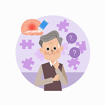 노년 남자 말풍선 일러스트 한명 상반신 턱괴기 물음표 뇌 지우개 퍼즐조각 의문 건망증 곤란 기억력 노후건강 상실 알츠하이머 치매 헷갈림 노인남자한명만 땀흘리기 기억상실 국내일러스트 AI파일 1 기호 감정 조각 컨셉 모션 학용품 건강 사람 성인 노후 퍼즐 질병 정신질환 남자한명만 노인남자만 파일형식 벡터