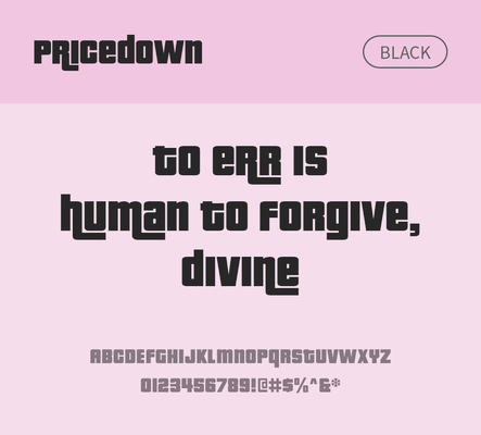 알파벳 영어 폰트 사람없음 OTF 낱개폰트 설치폰트 디자인서체 영문폰트 엑스트라볼드체 Typodermic_서체 산세리프체 pricedown_서체 문자 파일형식