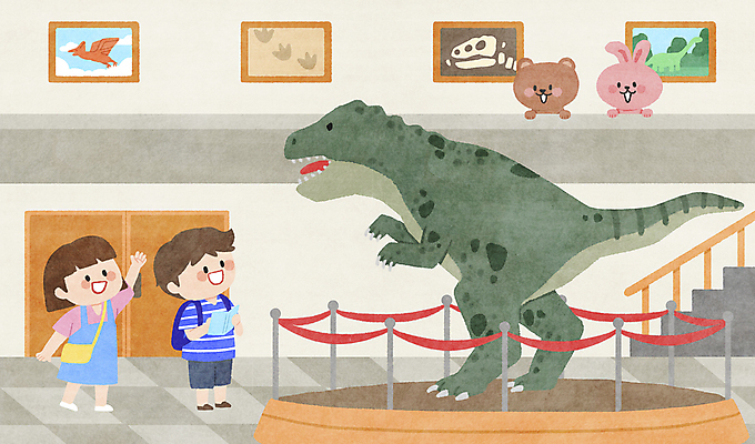 전신 PSD 여자 남자 어린이 동물캐릭터 액자 두마리 일러스트 곰 서기 들기 소녀 소년 두명 책 손들기 계단 올려보기 토끼 체험학습 체험 발자국 구경 공룡 박물관 화석 익룡 티라노사우루스 어린이만 일러캐릭터 동물 캐릭터 컨셉 2 포유류 자국 파충류 모션 사람 반려동물 육식공룡 파일형식