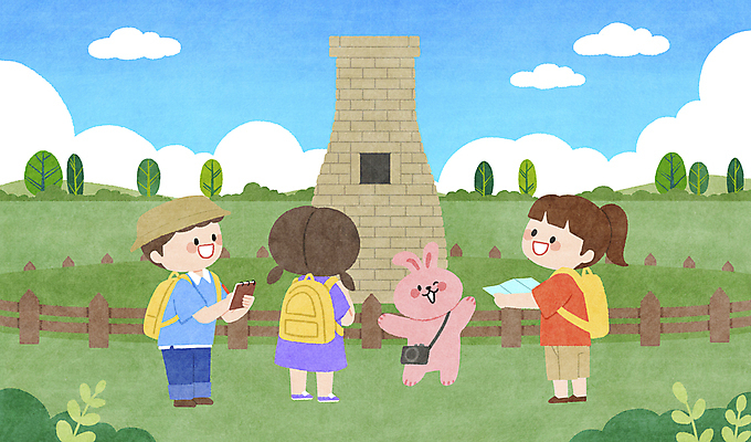 전신 PSD 구름 한마리 여자 남자 어린이 동물캐릭터 일러스트 유적지 하늘 책가방 윙크 서기 들기 소녀 소년 세명 울타리 카메라 토끼 체험학습 체험 한국사 구경 첨성대 역사교육 역사탐방 어린이만 일러캐릭터 자연요소 동물 캐릭터 1 교육 컨셉 고건축 가방 포유류 모션 표정 사람 전자제품 담장 반려동물 경주_경상북도 역사 국보 탐방 파일형식