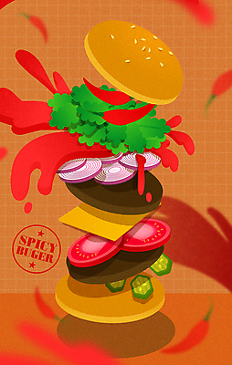 토마토 일러스트 고추 양파 치즈 패스트푸드 사람없음 쌓기 햄버거 소스 양상추 매움 피클 깨 패티 칠리 국내일러스트 AI파일 채소 식재료 모션 유제품 양념 조미료 맛 인스턴트 절임 파일형식 벡터