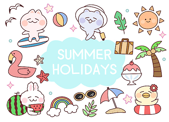 동물 구름 꽃 동물캐릭터 무지개 스티커 잎 여러마리 일러스트 곰 갈매기 불가사리 수박 프레임 병아리 사람없음 여름 친구 여름휴가 바캉스 세트 선글라스 야자수 태양 캐리어 여행가방 고양이 토끼 파라솔 서핑보드 체리 비치볼 빙수 튜브 열대잎 플라밍고튜브 국내일러스트 일러캐릭터 펫캉스 AI파일 자연요소 나무 식물 캐릭터 계절 안경 다수 가방 과일 공 포유류 관계 조류 휴가 디저트 극피동물 바캉스용품 반려동물 보드_스포츠 파일형식 벡터 여름_계절
