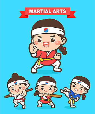 전신 캐릭터 남자 포즈 일러스트 들기 여러명 성인 파란색 축제 무도 머리띠 한복 태권도 태극 목검 전통무예 성인남자만 지역축제 대한민국축제 일러캐릭터 AI파일 한국전통 문양 무기 스포츠 컬러 다수 장신구 모션 사람 격투기 무도_무술 검 전통의상 남자만 성인만 파일형식 벡터