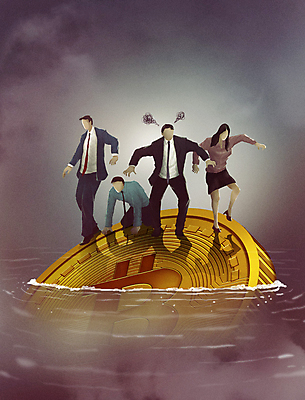 전신 PSD 여자 남자 일러스트 여러명 성인 물 금융 경제 동전 회색 직장인 위험 무서움 투자 경제불황 곤란 손실 위기 침몰 투자자 성인만 가상화폐 국내일러스트 자연요소 직업 감정 컬러 다수 컨셉 돈 비즈니스 사람 불황 파일형식