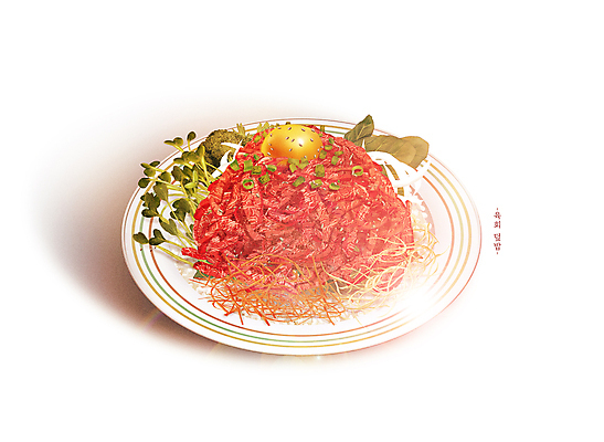 PSD 그릇 채소 일러스트 고추 요리 사람없음 계란 식사 당근 메뉴 덮밥 육회 국내일러스트 식기 음식 뿌리채소 생고기 알 파일형식