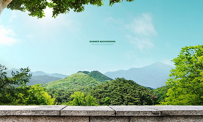 PSD 나무 구름 편집이미지 하늘 나뭇잎 산 사람없음 여름 파란색 여름풍경 숲 여름배경 이미지편집 자연요소 식물 계절 컬러 백그라운드 잎 풍경 파일형식 여름_계절