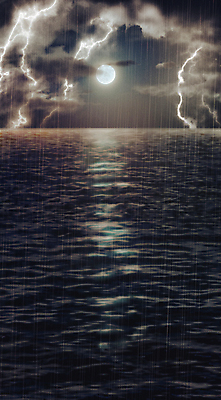 PSD 바다 일러스트 자연 풍경 사람없음 검은색 달 비 야간 번개 먹구름 자연백그라운드 장마 태풍 기후변화 국내일러스트 자연요소 컬러 백그라운드 날씨 비_날씨 변화 자연재해 생태계 파일형식 구름_자연