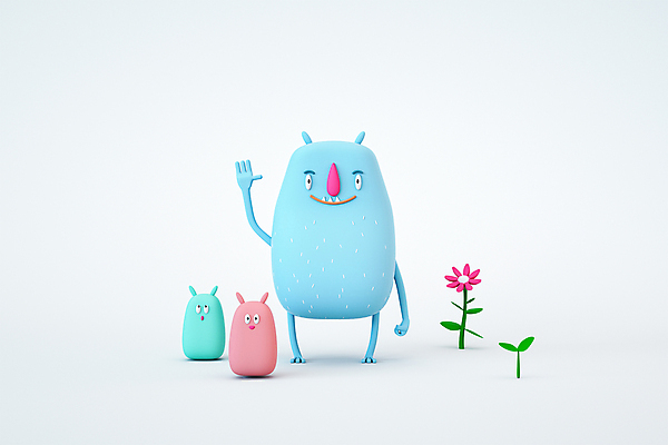 PSD 편집 편집이미지 캐릭터 디자인 교육 꽃 교육캐릭터 3D캐릭터 세마리 서기 사람없음 3D소스 3D 손들기 새싹 흰색 디지털합성 손인사 몬스터 에듀 에듀케이션 편집소스 편집3D 식물 컬러 모션 3 인사 파일형식