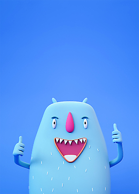 PSD 편집 편집이미지 캐릭터 한마리 디자인 교육 3D캐릭터 웃음 사람없음 파란색 3D소스 3D 최고 디지털합성 몬스터 에듀 에듀케이션 편집소스 편집3D 1 컬러 표정 파일형식