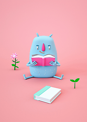 PSD 편집 편집이미지 캐릭터 한마리 디자인 교육 꽃 분홍색 3D캐릭터 들기 앉기 사람없음 책 독서 3D소스 3D 새싹 디지털합성 몬스터 에듀 에듀케이션 편집소스 편집3D 식물 1 컬러 모션 파일형식