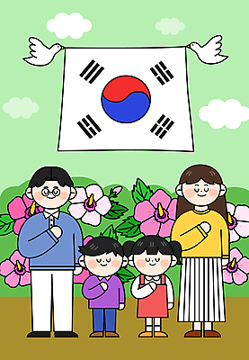전신 구름 여자 남자 딸 아들 어린이 일러스트 가족 엄마 서기 소녀 소년 여러명 성인 눈감음 기도 아빠 태극기 비둘기 무궁화 광복절 국기에대한경례 대한독립 국내일러스트 AI파일 자연요소 꽃 다수 관계 모션 조류 사람 공휴일 국기 국경일 경례 독립 파일형식 벡터