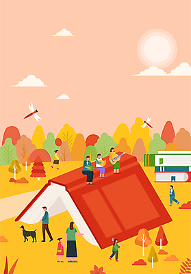 전신 나무 구름 여자 남자 포스터 어린이 단풍 일러스트 세마리 서기 들기 앉기 소녀 소년 여러명 성인 책 독서 걷기 축제 가을 기타 강아지 잠자리 가을축제 국내일러스트 AI파일 자연요소 식물 계절 다수 곤충 잎 모션 현악기 3 사람 반려동물 개 파일형식 벡터 가을_계절