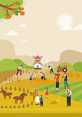 전신 구름 여자 남자 포스터 어린이 일러스트 허리숙이기 서기 들기 소녀 소년 여러명 성인 농작물 울타리 태양 농사 축제 풍차 수확 가을 농촌 말_동물 풍력에너지 농부 먹이 감나무 트랙터 웅크림 마굿간 가을축제 국내일러스트 AI파일 자연요소 나무 직업 계절 다수 농업 포유류 모션 숙이기 감 사람 담장 시골 그린에너지 농기계 특수차량 외양간 파일형식 벡터 가을_계절