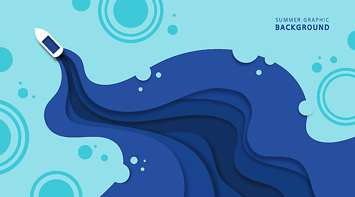 물결 바다 백그라운드 일러스트 사람없음 여름 파란색 원형 떠있는 선박 여름배경 국내일러스트 AI파일 도형 계절 컬러 수상교통 모션 파일형식 벡터