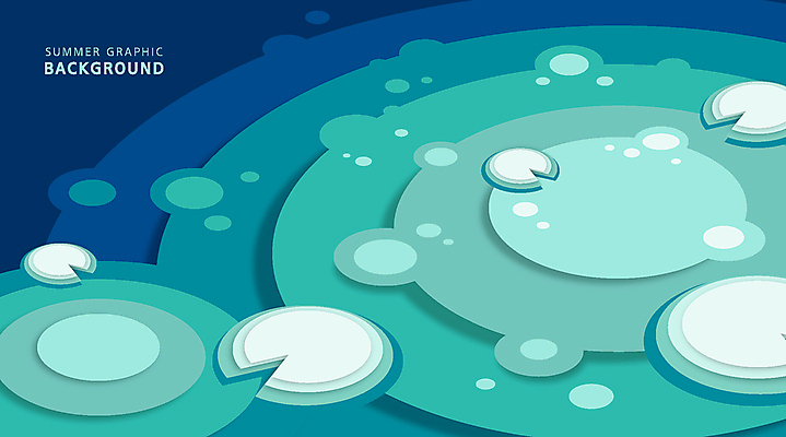 백그라운드 일러스트 사람없음 여름 파란색 연못 연잎 파동 민트색 여름배경 국내일러스트 AI파일 계절 컬러 잎 순간포착 파일형식 벡터