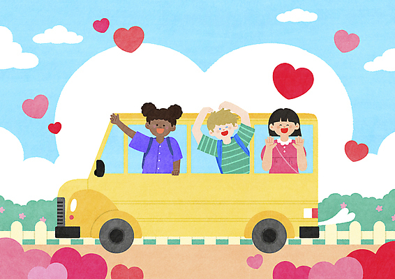 PSD 구름 여자 남자 꽃 어린이 일러스트 사랑 소녀 소년 상반신 세명 울타리 손들기 유치원 하트 풀 승차 스쿨버스 손인사 지구촌 다인종 다문화가정 손하트 어린이만 국내일러스트 자연요소 모양 식물 교육 감정 모션 버스 사람 인종 손짓 담장 인사 다문화 파일형식