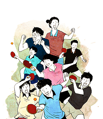 전신 PSD 여자 남자 포즈 일러스트 함께함 웃음 들기 여러명 상반신 성인 운동복 주먹 탁구채 탁구 즐거움 열정 탁구공 탁구선수 성인만 안경낌 국내일러스트 옷 감정 안경 다수 컨셉 공 모션 운동선수 표정 사람 구기 라켓 탁구용품 파일형식