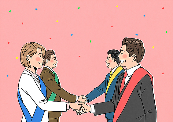 여자 남자 분홍색 일러스트 악수 정장 여러명 상반신 성인 경쟁 선거 꽃가루 선거활동 공정선거 정치 정치가 후보 성인만 국내일러스트 AI파일 직업 옷 컬러 다수 컨셉 사람 손짓 가루 민주주의 파일형식 벡터