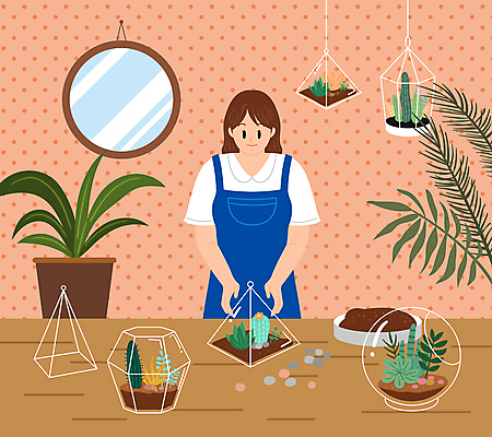 전신 식물 여자 화분 잎 일러스트 선인장 매달리기 한명 상반신 성인 장식 물방울무늬 흙 벽거울 성인여자한명만 플랜테리어 홈가드닝 코랄 테라리움 행잉플랜트 국내일러스트 AI파일 1 컬러 무늬 모션 사람 인테리어 거울 원예 여자한명만 성인여자만 파일형식 벡터