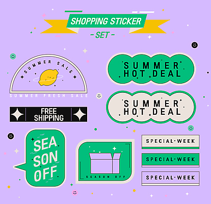 영어 리본 말풍선 스티커 일러스트 사람없음 연두색 여름 반짝임 쇼핑 세일 사각형 보라색 레몬 택배 팬시 택배상자 뉴트로 미니멀 무료배송 국내일러스트 AI파일 도형 문자 계절 컬러 과일 모션 초록색 상자 운송업 배송 복고 무료 파일형식 벡터