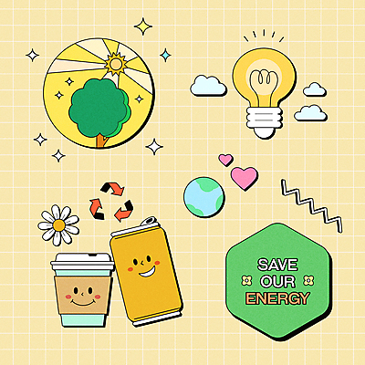 나무 구름 꽃 스티커 일러스트 전구 사람없음 햇빛 태양 노란색 재활용 에너지 하트 원형 캔 친환경 체크무늬 에너지절약 격자 재활용품 테이크아웃컵 뉴트로 재활용표시 국내일러스트 AI파일 자연요소 모양 도형 식물 컬러 무늬 표시 컵 환경 절약 복고 파일형식 벡터