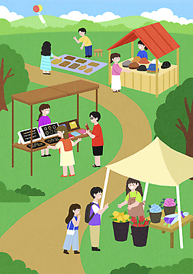 전신 PSD 나무 모자 커플 여자 남자 꽃 길 꽃다발 일러스트 장신구 도마 서기 들기 여러명 상반신 성인 책 쇼핑 판매 상점 앞치마 가리킴 상인 고객 구경 애드벌룬 성인만 플리마켓 국내일러스트 식물 잡화 다수 관계 모션 주방용품 사람 손짓 시장 파일형식