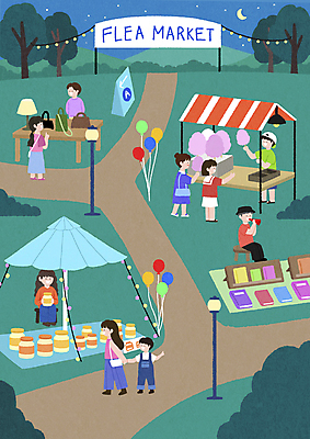 전신 PSD 나무 여자 남자 어린이 가로등 가방 일러스트 서기 들기 앉기 소년 여러명 상반신 성인 책 초록색 쇼핑 상점 확성기 달 상인 고객 구경 풍선 솜사탕 입간판 플리마켓 국내일러스트 자연요소 식물 잡화 공공시설 컬러 다수 모션 디저트 간판 사람 시장 파일형식