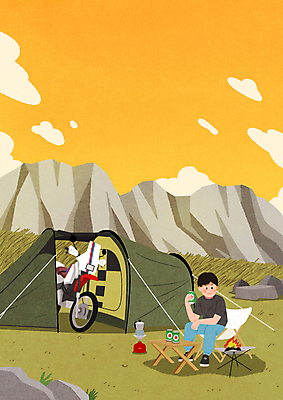 전신 PSD 구름 남자 일러스트 산 텐트 캠핑도구 한명 들기 앉기 성인 노란색 바이크 캠핑 오토바이 마시기 모닥불 감성 캔맥주 오프로드 성인남자한명만 캠핑의자 모토캠핑 국내일러스트 자연요소 1 육상교통 컬러 컨셉 의자 모션 불 레저 맥주 사람 도구 캔 남자한명만 성인남자만 파일형식