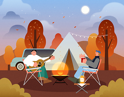 전신 나무 구름 남자 연주 일러스트 자동차 산 텐트 들기 앉기 성인 두명 태양 노을 가을풍경 캠핑 기타 숲 모닥불 알전구 성인남자만 캠핑의자 모션그래픽소스 국내일러스트 AI파일 자연요소 식물 음악 육상교통 의자 전구 모션 불 현악기 레저 캠핑도구 사람 풍경 남자만 성인만 파일형식 벡터 가을_계절