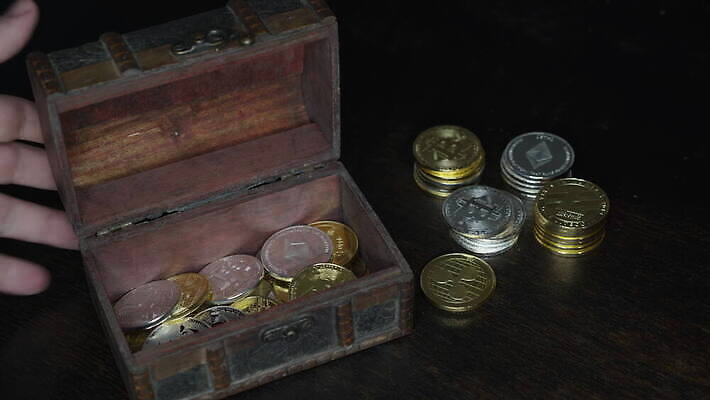 백그라운드 컨셉 돈 인터넷 사람없음 목재 금융 상자 디지털 동전 수확 황금 암호 주식 오브젝트 전자 해적 보물 궤 옛날 가상 4K MOV 해외동영상 클립영상 나무 농업 재료 경제 재산 도둑 동영상 파일형식