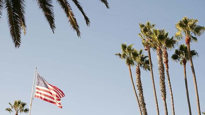 물결 상징 여행 백그라운드 하늘 바람 휴가 사람없음 여름 야자수 햇빛 뷰티 맑음 미국 꿈 자유 분위기 성조기 심볼 심플 캘리포니아 태평양 애국심 할리우드 로스앤젤레스 독립 전국 카피스페이스 플로리다 4K 산타모니카 MP4 해외동영상 클립영상 자연요소 나무 계절 바다 컨셉 북아메리카 날씨 태양 공백 국기 동영상 파일형식